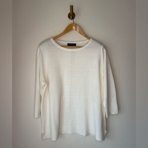 Karen Scott Ivory Knit Sweater 3/4 Sleeve size 1X